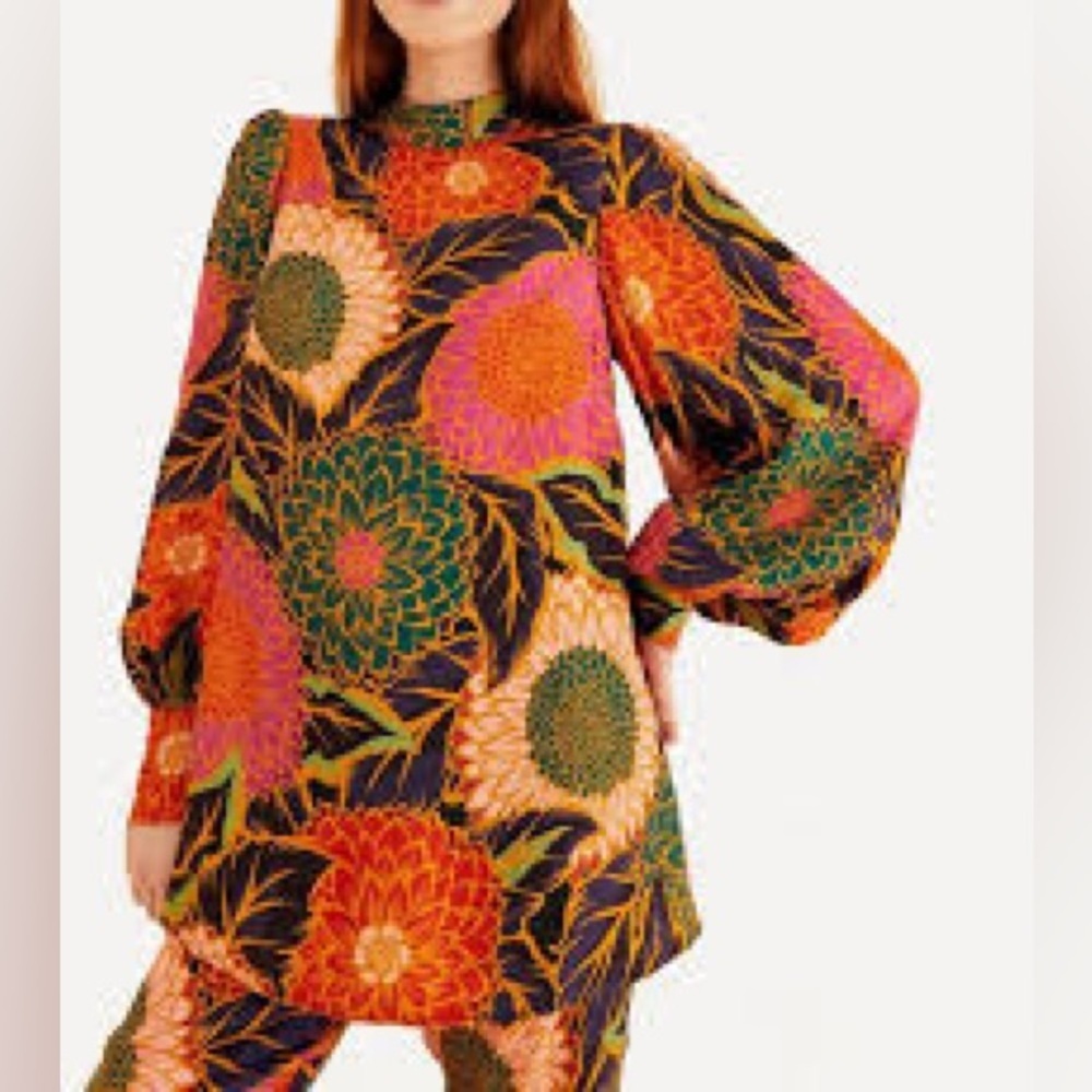 Farm Rio Multicolour Vintage Garden Satin Top Sz-M